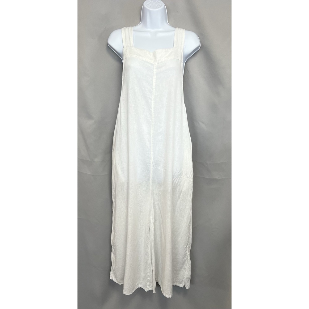 Haute Hippie ‎ Women's White Jumpsuit Romper With Pockets Linen Blend Med
